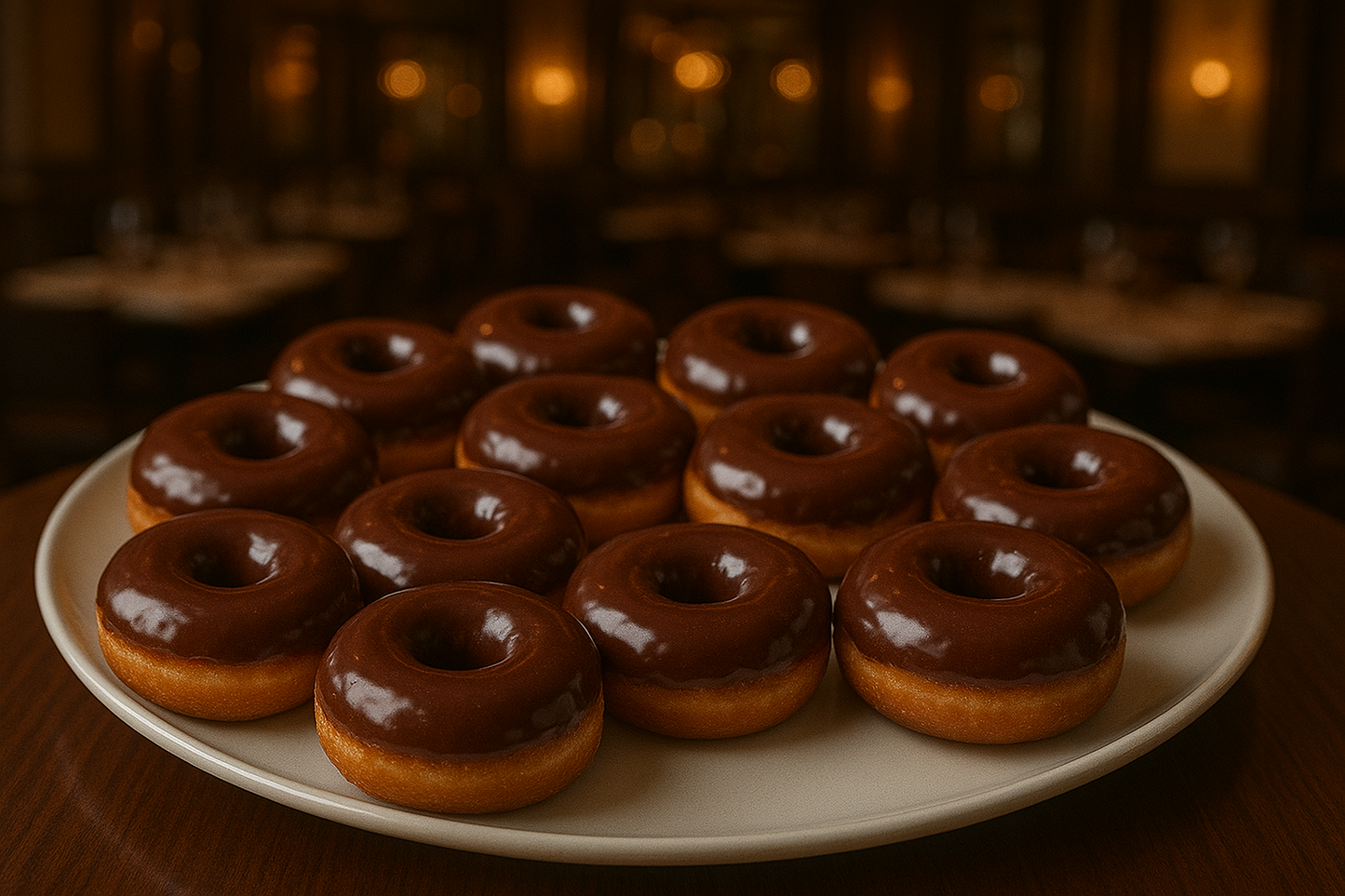 One Dozen Glazed Chocolate Donuts